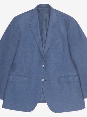 Polo by Ralph Lauren Blue Linen-Silk Blend Herringbone Two-Button Sport Coat 46R
